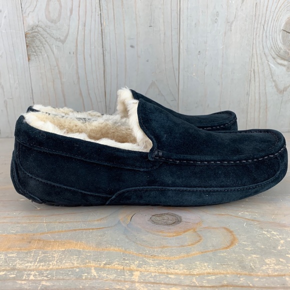 UGG Black Suede Loafers with Cream Lining - Picture 5 of 8